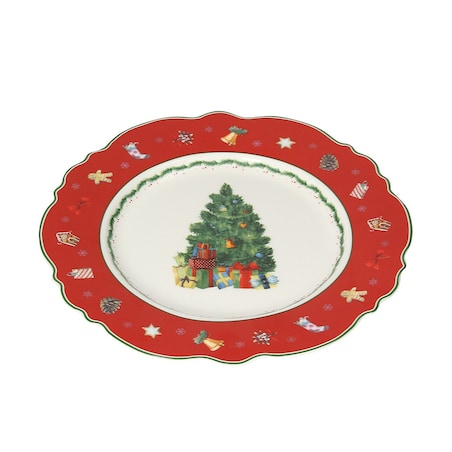 Talerz deserowy Festive Tree ⌀21 cm boże narodzenie, święta, świąteczne, czerwony, 21x2 cm
