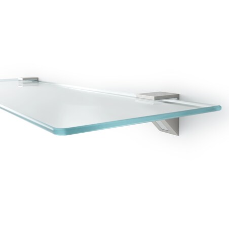 Szklana półka mrożona transparentna 45x13 cm, szkło hartowane, srebrne uchwyty