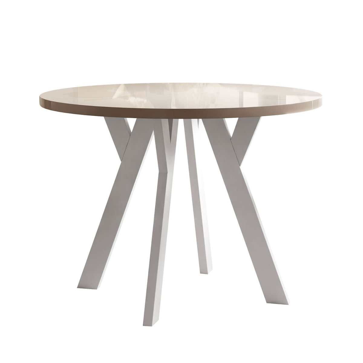 Okrągły stół rozkładany VOLTA GLOSS, nogi białe, blat kaszmir