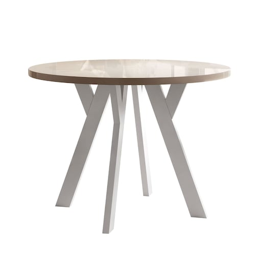 Okrągły stół rozkładany VOLTA GLOSS, nogi białe, blat kaszmir