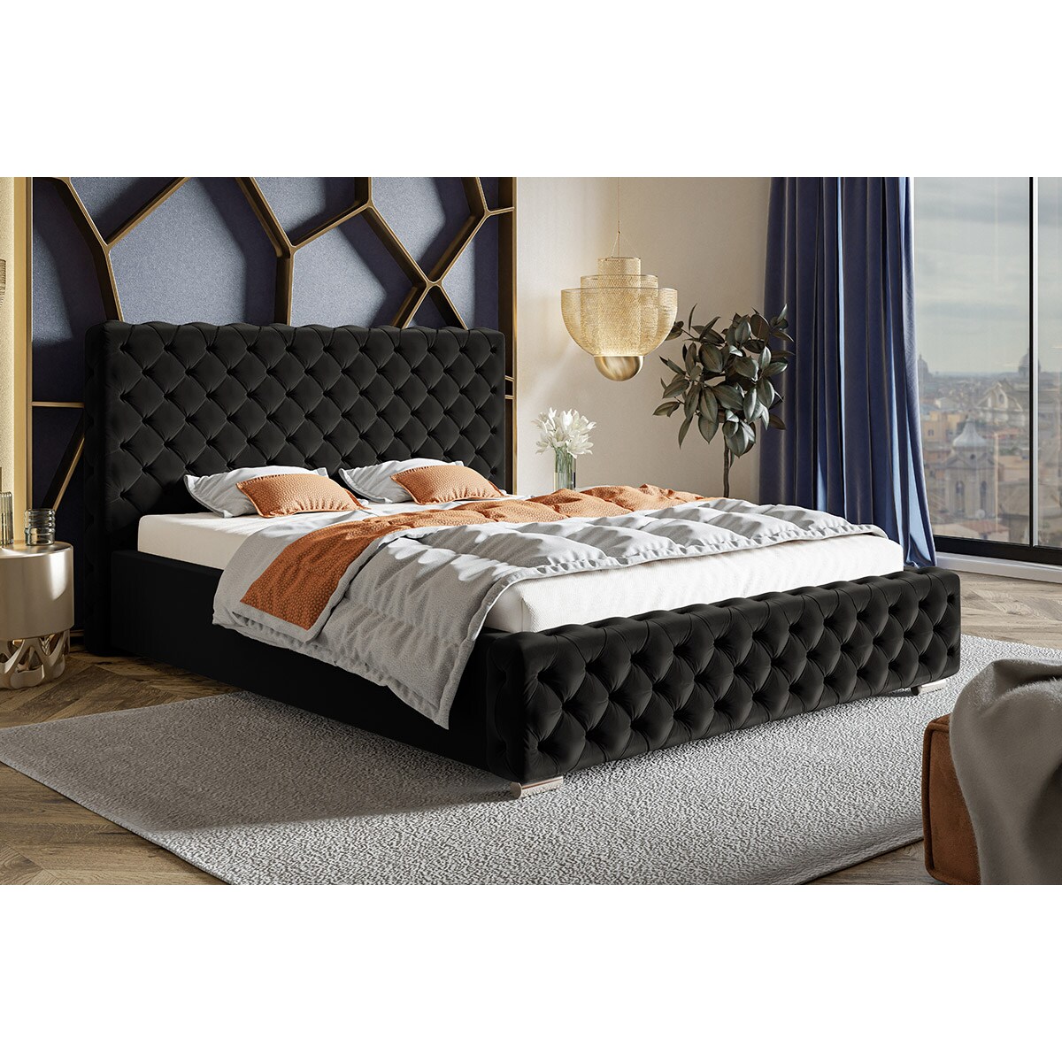 Łóżko jednoosobowe z pojemnikiem 90x200 BEN 12 - czerne