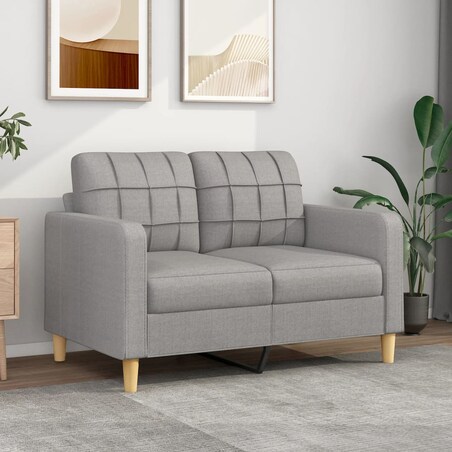 vidaXL Sofa 2-osobowa, jasnoszara, 120 cm, tapicerowana tkaniną