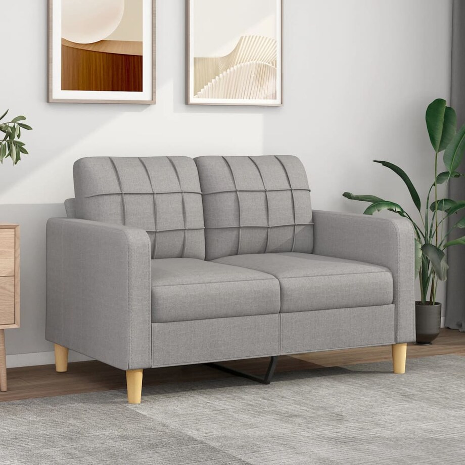 vidaXL Sofa 2-osobowa, jasnoszara, 120 cm, tapicerowana tkaniną