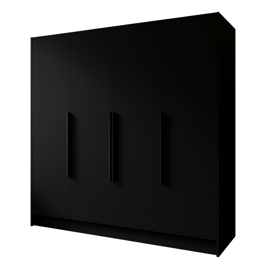 Szafa 200 gładka ORTO bez lustra z czarnymi uchwytami, czarna