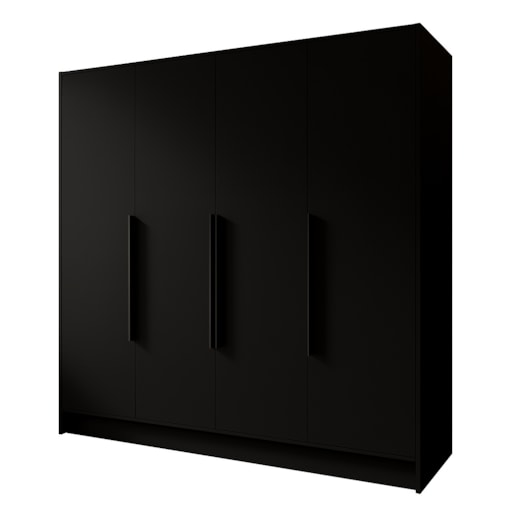 Szafa 200 gładka ORTO bez lustra z czarnymi uchwytami, czarna