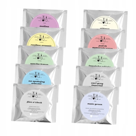 Gotowy zestaw prezentowy personalizowany NIEBIESKI herbata sypana PREMIUM różne smaki mix 10szt. prezent upominek podziękowanie dla kobiety faceta mamy