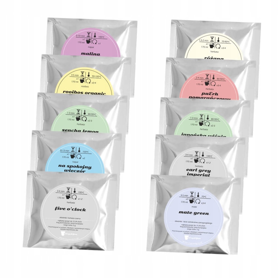 Gotowy zestaw prezentowy personalizowany NIEBIESKI herbata sypana PREMIUM różne smaki mix 10szt. prezent upominek podziękowanie dla kobiety faceta mamy