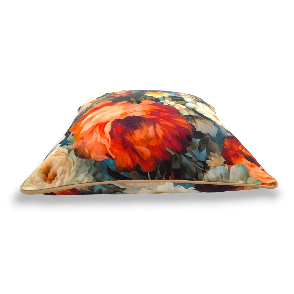 Turkusowa poduszka dekoracyjna w kwiaty 45x45 Floral Vintage