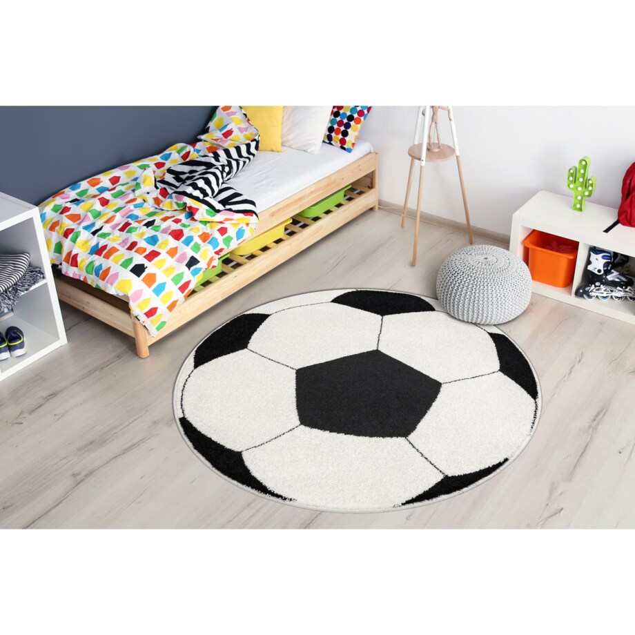 Dywan SILVER koło PIŁKA - czarno biała koło 100 cm