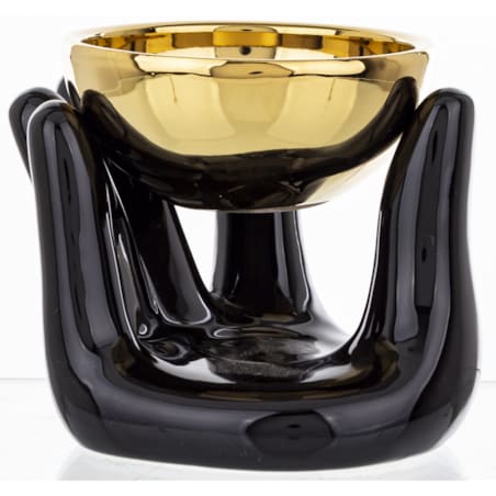 Kominek zapachowy ceramiczny 10x12x10,5 cm AROMA czarno-złoty