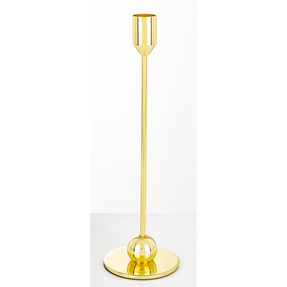 Świecznik metalowy złoty 26x8 x8 cm SOTILLE z 1 kulką u podstawy
