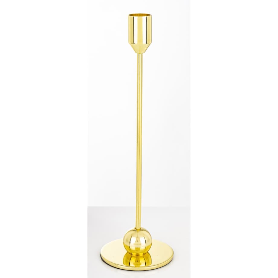 Świecznik metalowy złoty 26x8 x8 cm SOTILLE z 1 kulką u podstawy