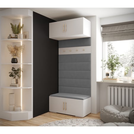 Garderoba do przedpokoju INOVA 3 biały+złoty+manila16