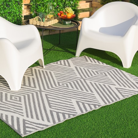 Dywan zewnętrzny tkany na płasko 120x170 cm e-floor geometryczny szary