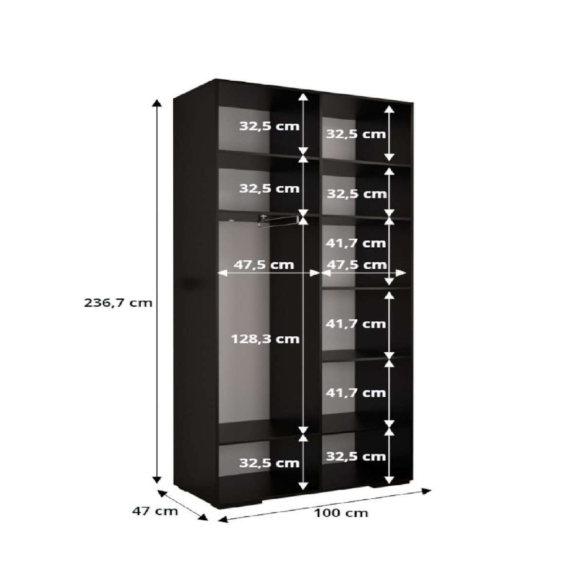 Szafa przesuwna Garderoba MANHATTAN RYFEL 7 200 gł. 47 biały