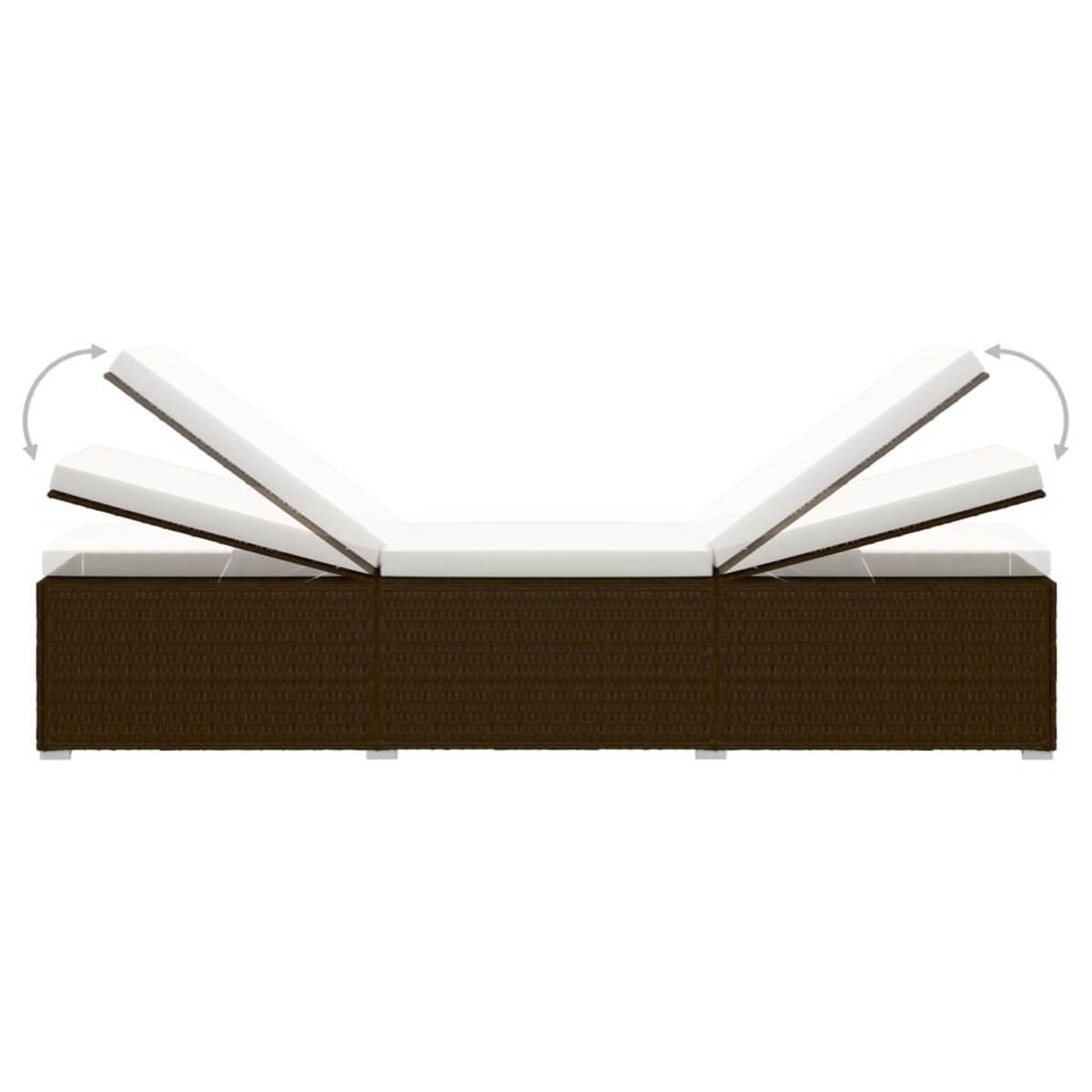 vidaXL Leżak z poduszką i stolikiem, polirattan, brązowy