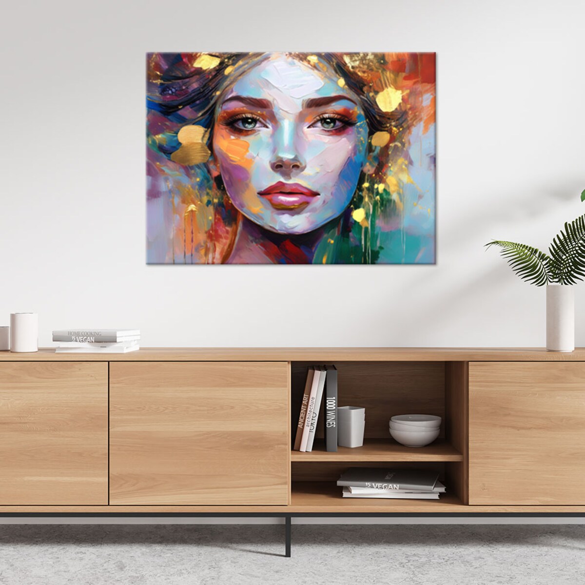 Feeby Obraz do salonu nowoczesny, Portret kobiety kolorowy 90x60