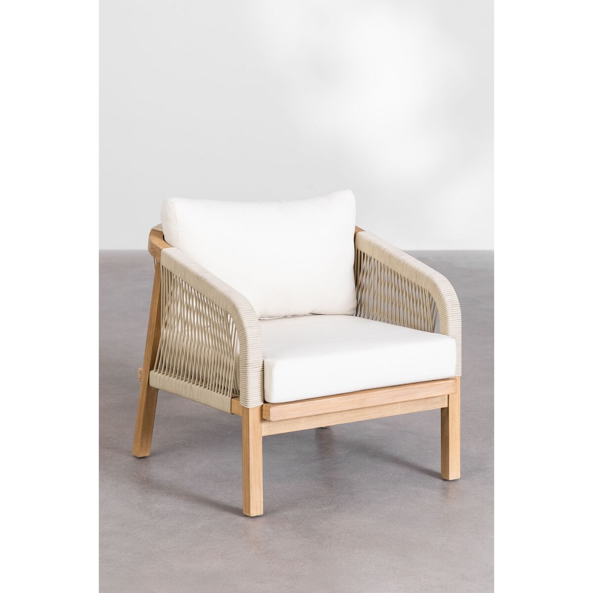 Zestaw ogrodowy: 3-osobowa sofa, 2 fotele i stolik kawowy, jasna akacja, Dubai