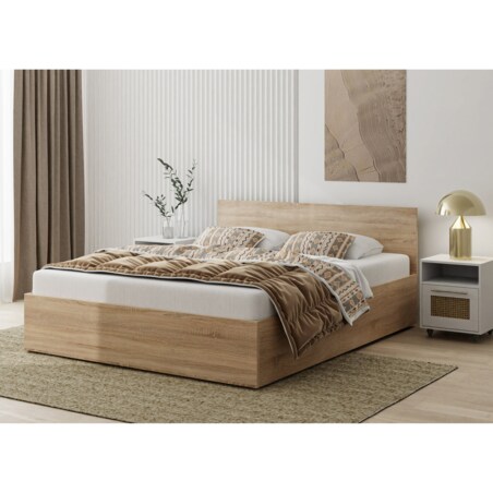 Łóżko ALDO 140x200 z pojemnikiem- dąb sonoma