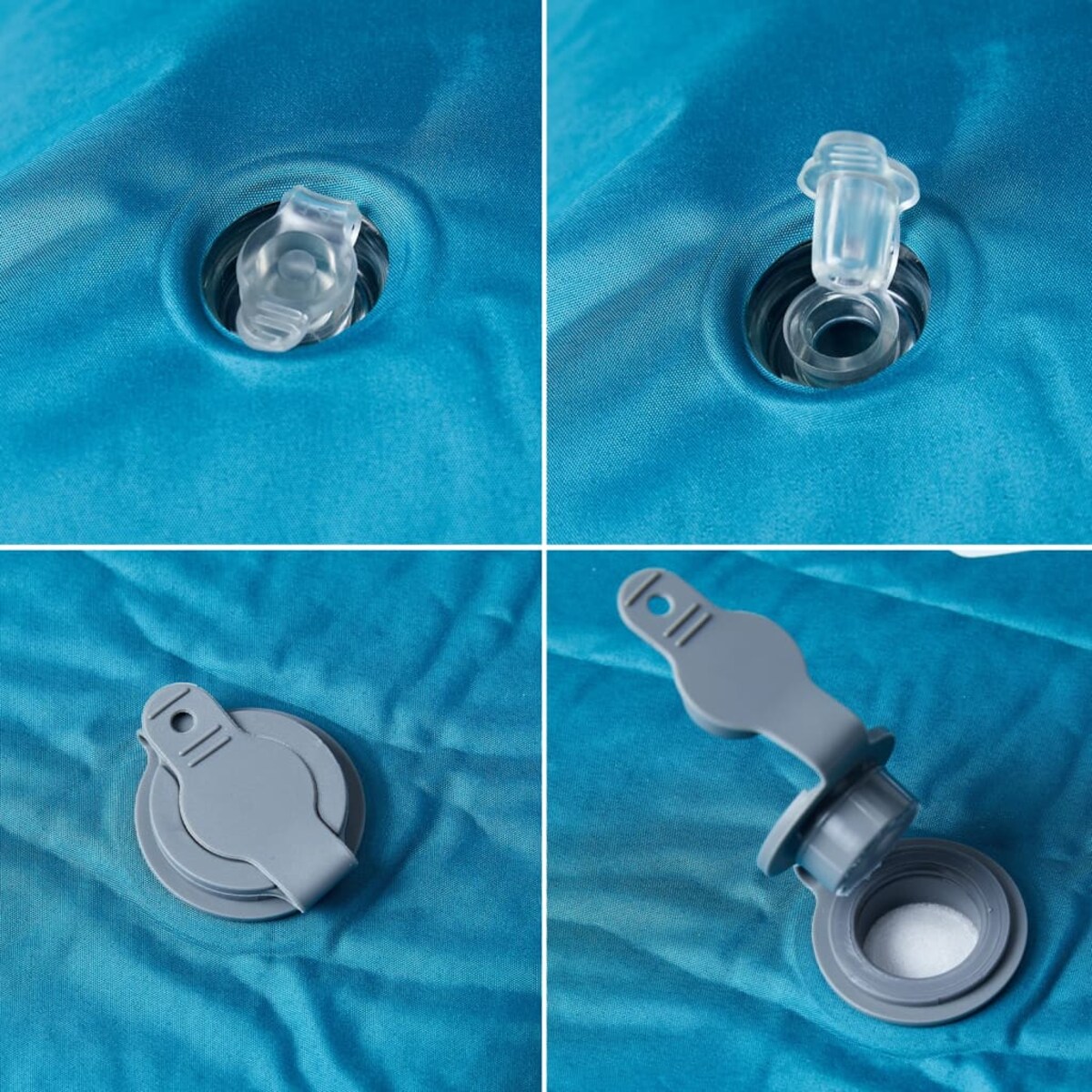 vidaXL Materac samopompujący z poduszką, 1-osobowy, turkusowy