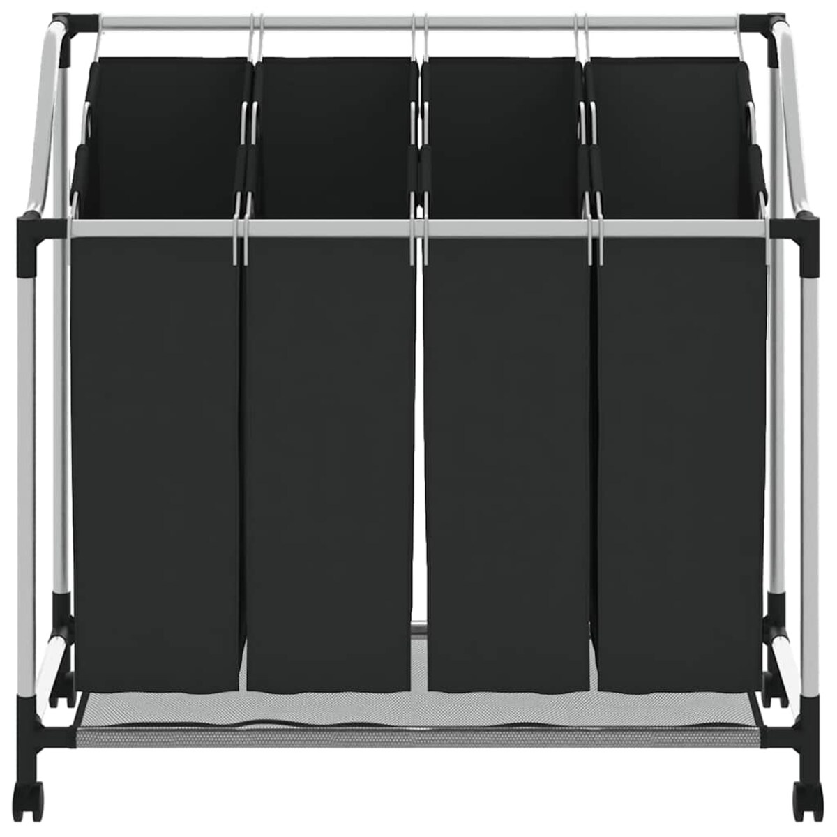 vidaXL Sortownik na pranie z 4 pojemnikami, czarno-szary