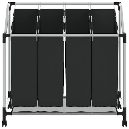 vidaXL Sortownik na pranie z 4 pojemnikami, czarno-szary