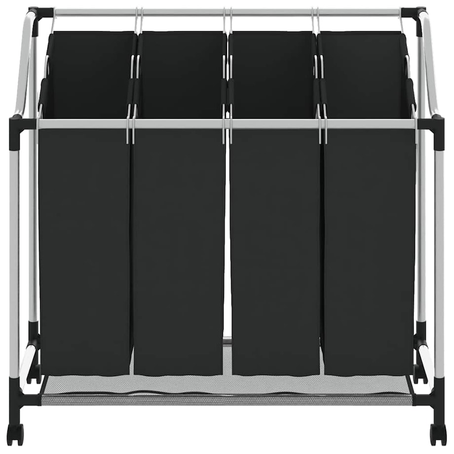 vidaXL Sortownik na pranie z 4 pojemnikami, czarno-szary