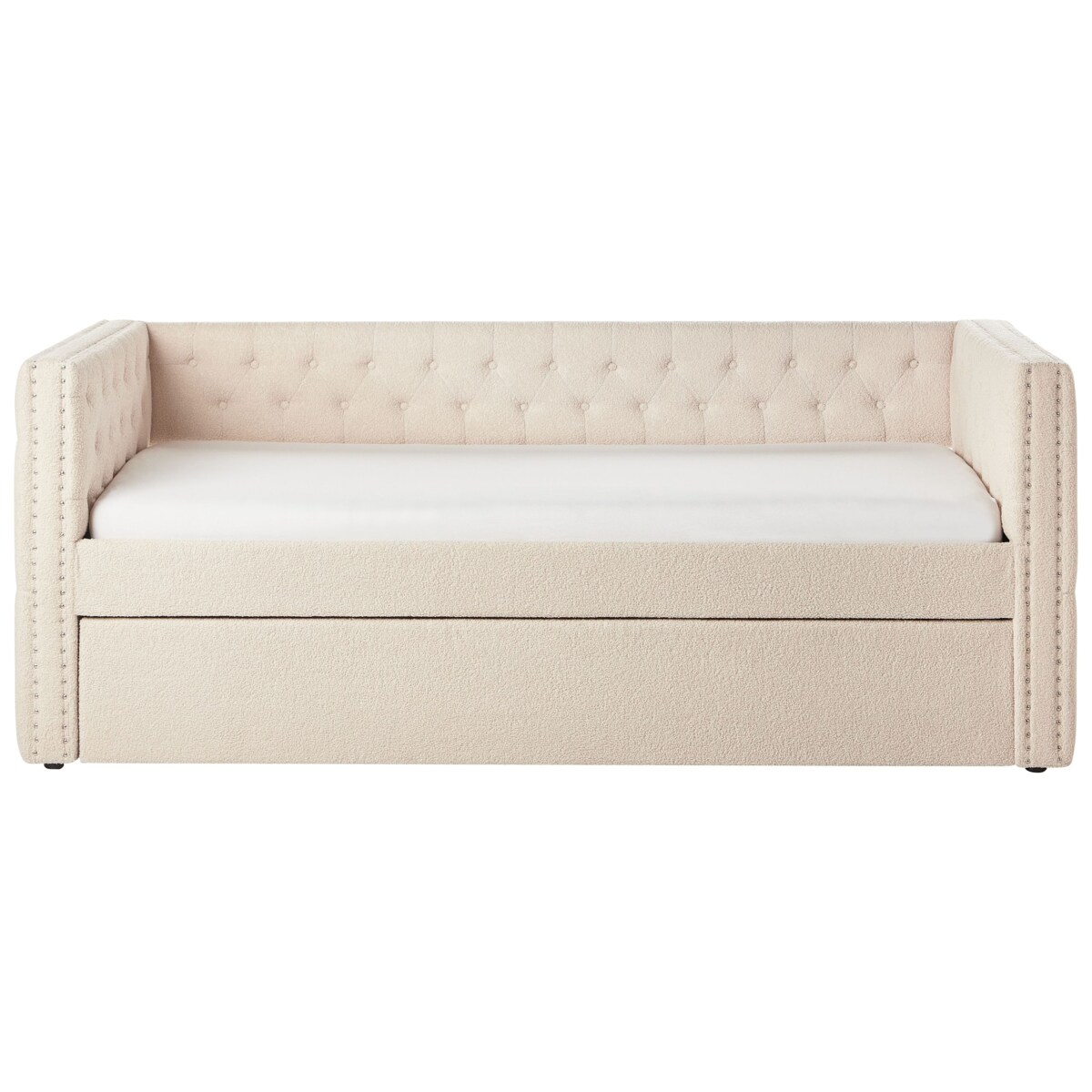 Łóżko wysuwane boucle 90 x 200 cm beżowe GASSIN