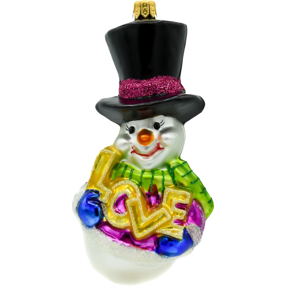 Bombka choinkowa - Bałwanek z napisem "LOVE"