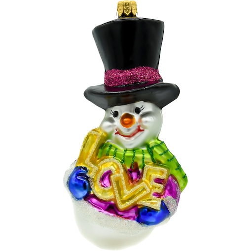 Bombka choinkowa - Bałwanek z napisem "LOVE"