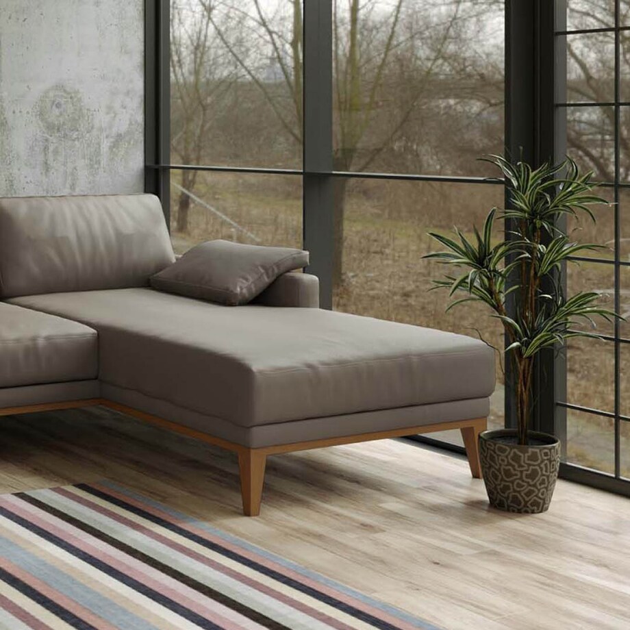 Sofa narożna Musso brązowa z pikowanym siedziskiem