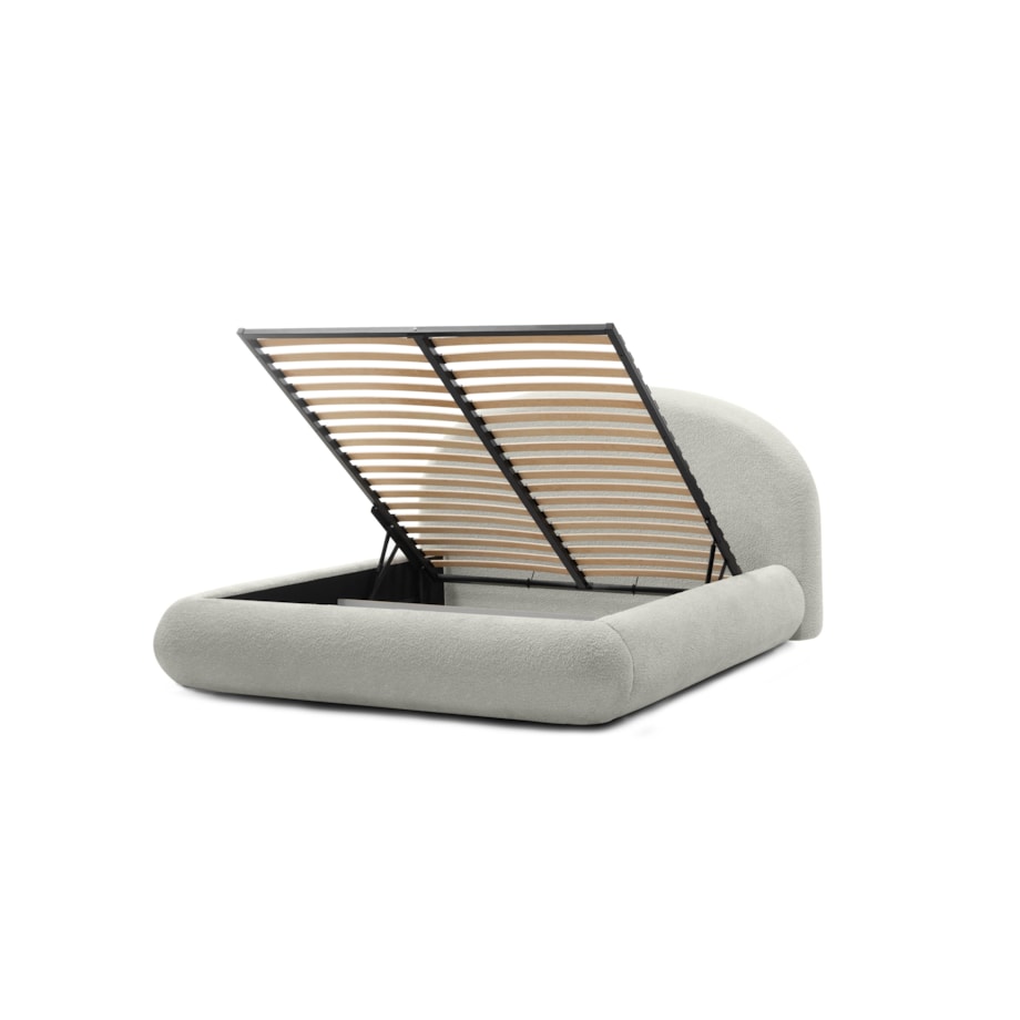 Łóżko tapicerowane 160x200 cm szare bouclé Riaci