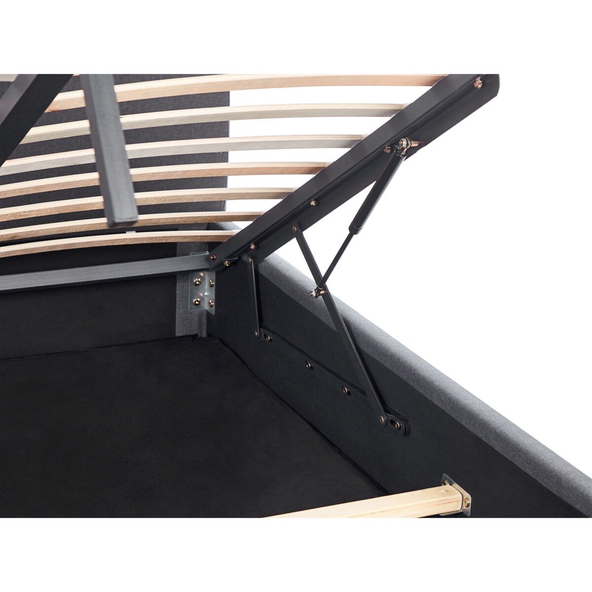 Łóżko z pojemnikiem tapicerowane 140 x 200 cm ciemnoszare RENNES