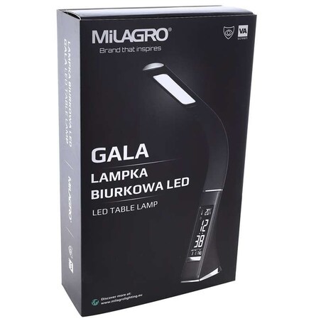Biurkowa LAMPKA stojąca GALA ML139 Milagro stołowa LAMPA metalowa LED 6W 3000K z zegarkiem brązowa