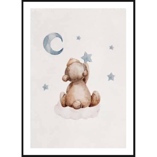 Poster Story, Plakat, Obraz - Miś Zbierający Gwiazdy, wymiary 21 x 30 cm