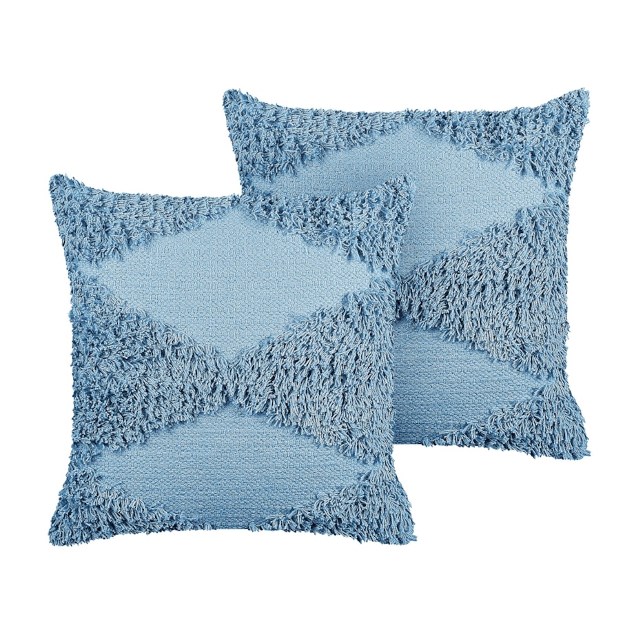 2 poduszki dekoracyjne bawełniane tuftowane 45 x 45 cm niebieskie RHOEO