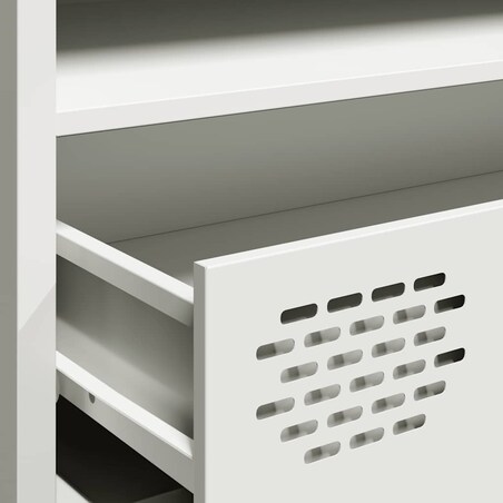 vidaXL Szafka RTV, biała, 202x39x43,5 cm, stal walcowana na zimno