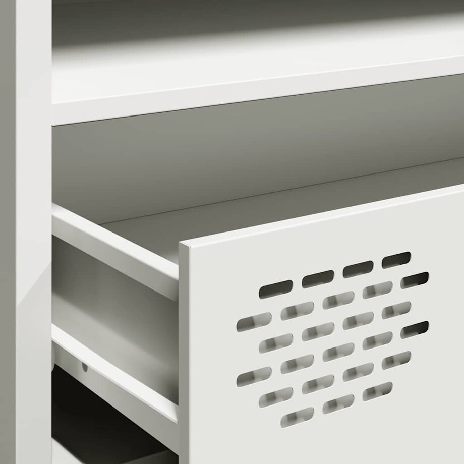 vidaXL Szafka RTV, biała, 202x39x43,5 cm, stal walcowana na zimno