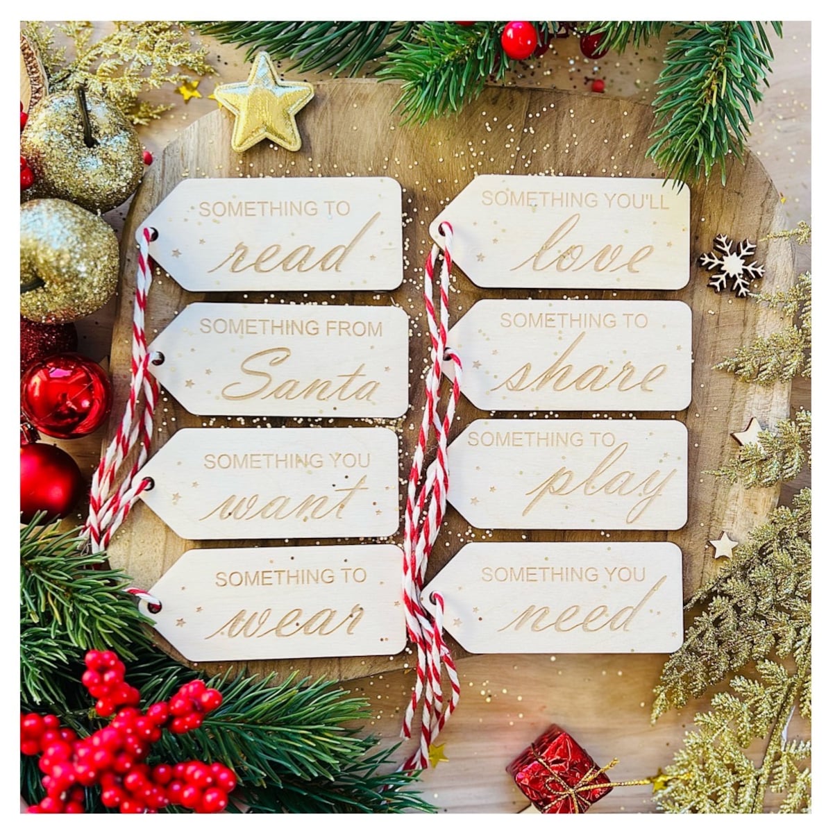 Drewniane bileciki na prezenty