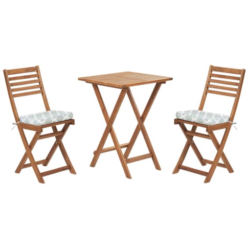 Zestaw mebli balkonowych drewniany jasny z poduszkami miętowymi FIJI