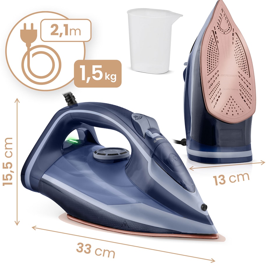 Żelazko parowe 3000W ceramiczna powłoka praca w pionie Berdsen 333001