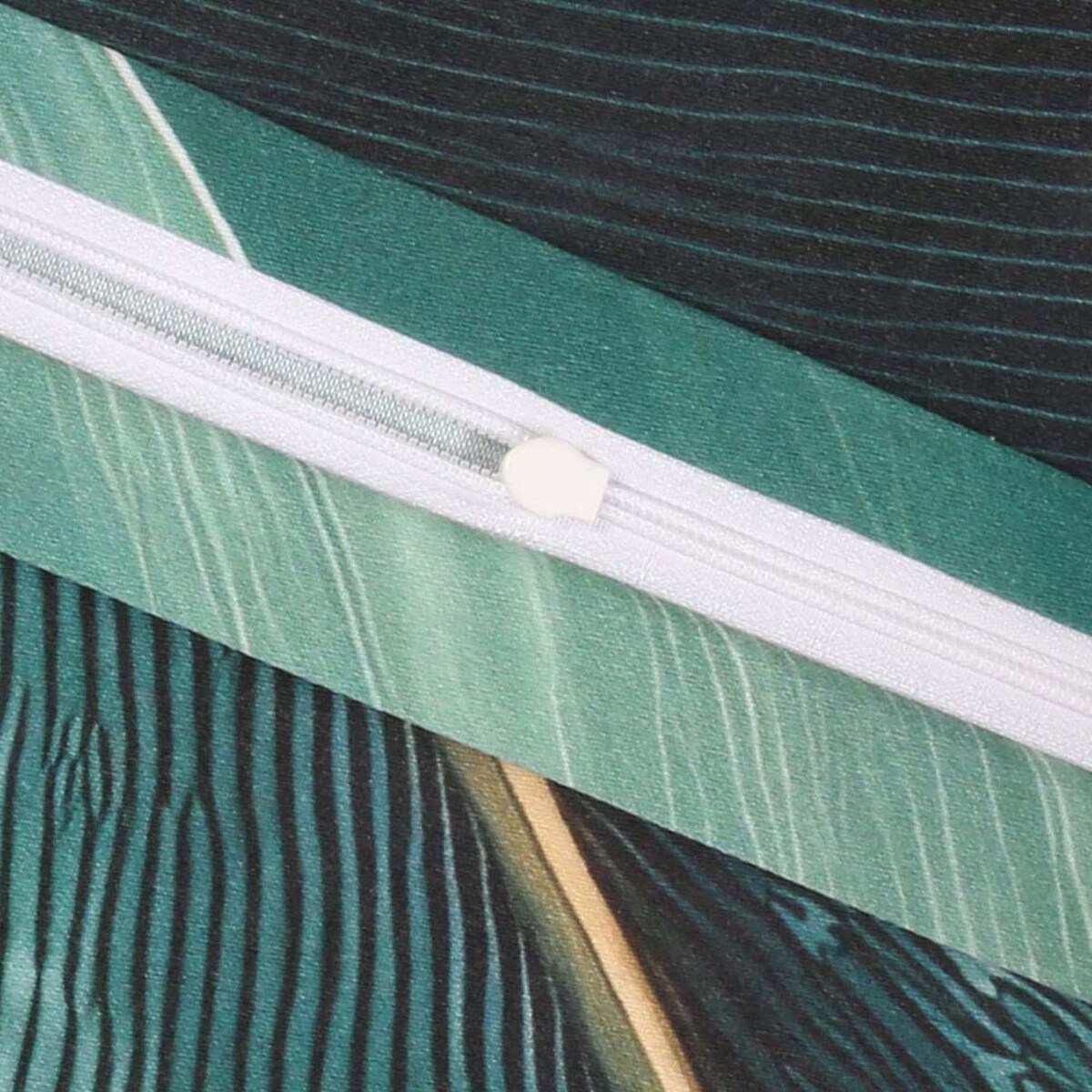 Pościel satyna bawełniana 180x200 Selvado zielona w liście i złote akcenty, Satynlove Premium