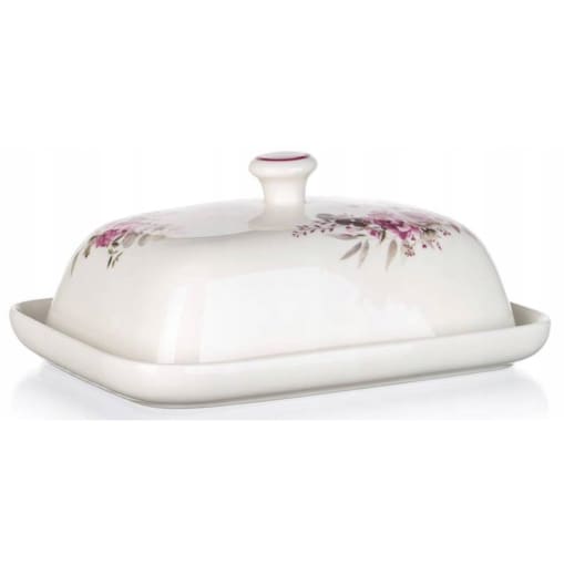 MASELNICZKA CERAMIKA na masło pojemnik w róże kwiaty na prezent kuchenne