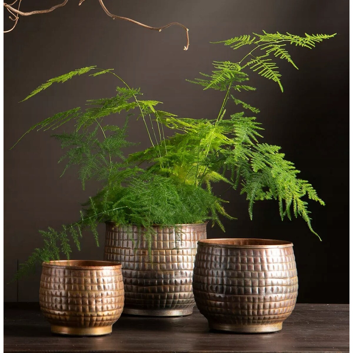 DONICZKA ZŁOTA 20cm METALOWA LOFT RETRO 3 szt BALKONOWA DO DOMU OSŁONKA