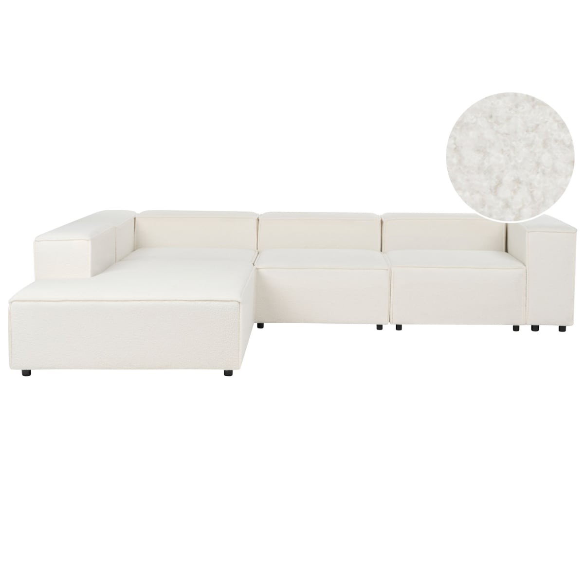 Narożnik modułowy ARDAL Boucle Biały dla 4 osób Prawostronny