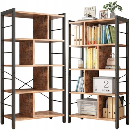 Regał Szafka Na Książki Kwiaty Drabinkowy Rustykalny Brąz Loft 154,5 Cm