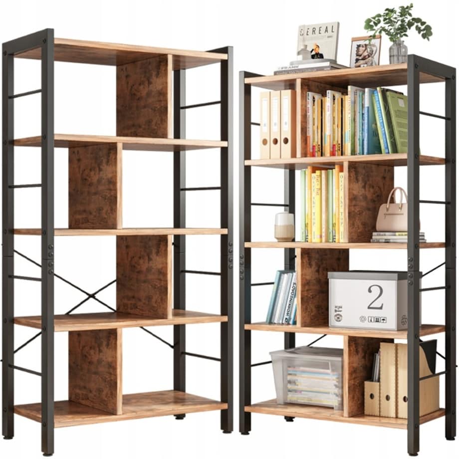 Regał Szafka Na Książki Kwiaty Drabinkowy Rustykalny Brąz Loft 154,5 Cm