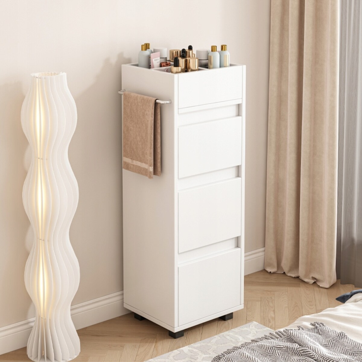 Szafka Łazienkowa Biała Stojąca Regał Kosmetyki Salon Nowoczesna 90 Cm