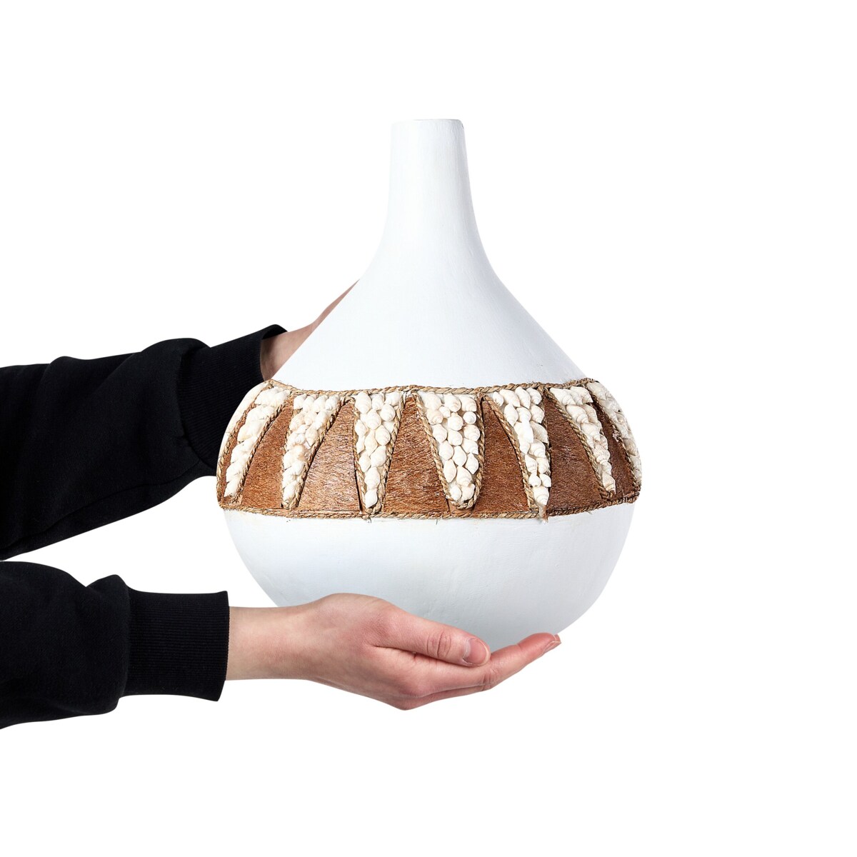 Wazon dekoracyjny z terakoty 33 cm biały SIMPANG