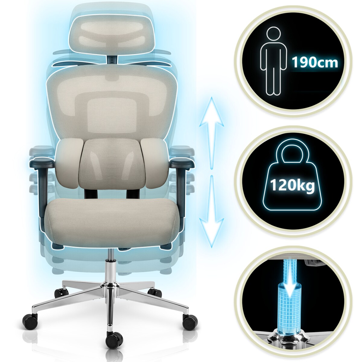 Fotel biurowy obrotowy ergonomiczny krzesło Sofotel Talin szare